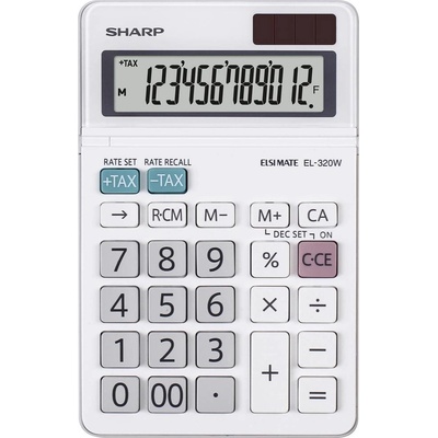 Sharp EL-320W kapesní kalkulačka bílá Displej (počet míst): 12 na baterii, solární napájení