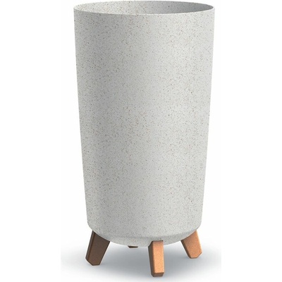 PROSPERPLAST Kvetináč GRACIA TUBUS SLIM ECO WOOD biely 23,9cm