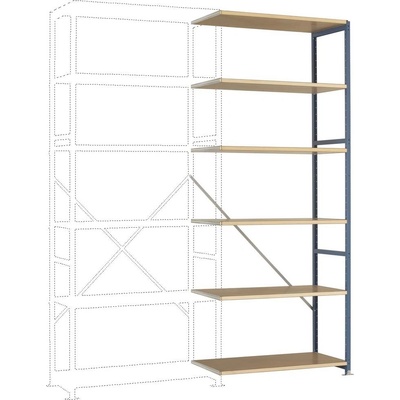 Manuflex RP1408.7035 Zásuvný policový diel Planoflex so 6 policami, (š x v x h) 97 x 2.5 x 60 cm, ocel, drevená podlaha,