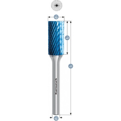 Karnasch Professional Tools Válcová fréza na kov Karnasch D10,0×20 S6 L65 mm, s čelním broušením, povlakovaná, HP-1