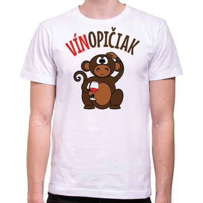 Fajntričko tričko pánské Vínopičiak s opičkou biela