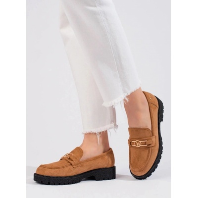 W. Potocki Krásné dámské mokasíny hnědé bez podpatku