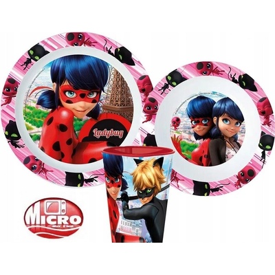 Stor Súprava plastového riadu Čarovná lienka Miraculous Ladybug s hrnčekom 3 diely