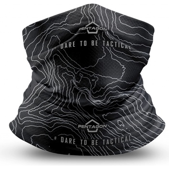 Šatka Pentagon Skiron topographic map čierna