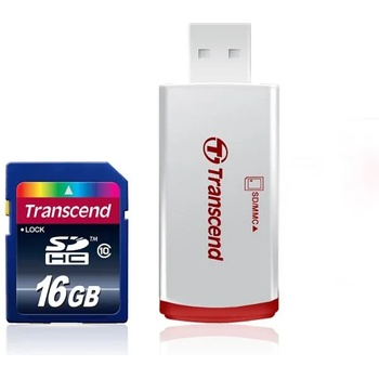 Transcend SDHC 16GB Class 10 + P2 Card Reader (TS16GSDHC10-P2)