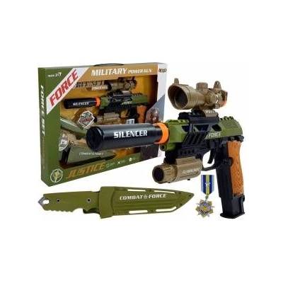 LEAN Toys Set Military Pistol Rifle Knife Medal Sight