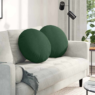 vidaXL Възглавници за седалки 2 pcs Тъмен зелен Ø50 x 19 см (42014191)
