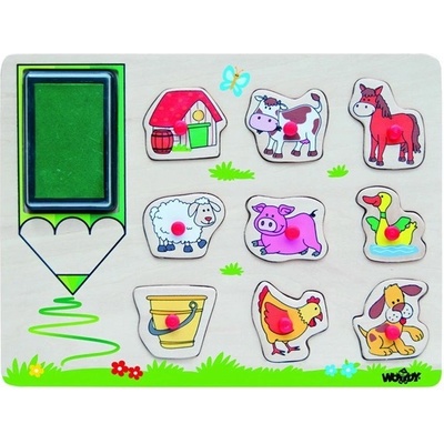 Woodyland Woody - Дървен пъзел с печати - Животните във фермата