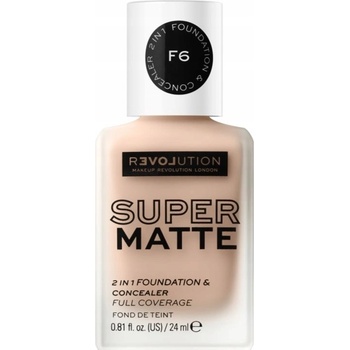 Revolution Relove Super Matte 2 in 1 Foundation & Concealer tekutý a zmatňující make-up a korektor 2v1 F6 24 ml