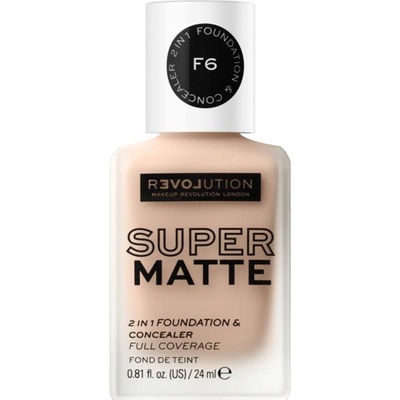 Revolution Relove Super Matte 2 in 1 Foundation & Concealer tekutý a zmatňující make-up a korektor 2v1 F6 24 ml