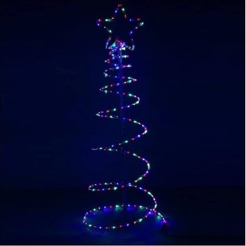 SPRINGOS LED špirálový svetelný stromček s hviezdou 135 cm vysoký so 192 LED diódami Viacfarebný LED vianočný stromček Špirálový jedličkový stromček pre vnútorné a vonkajšie nočné osvetlenie Stolná la