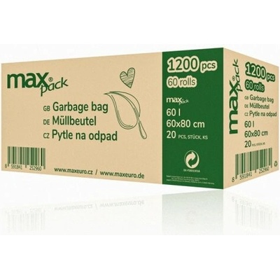 Maxpack HDPE sáčky do koše 60L 20ks 7μm počet kusů 1 karton 60 rolí