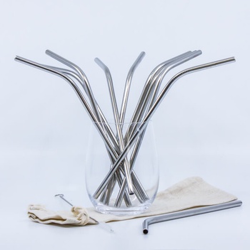 Lily & Glory Strieborná kovová slamka zahnutá SK.ZAH.ST 1ks