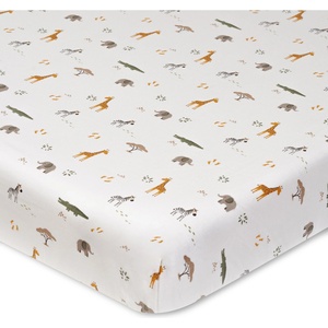 Interbaby Бебешки чаршаф с ластик Interbaby - Jirafa Savanna, 60 x 120 cm, бежов (BAJE004-05) - baby