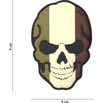 Gumová nášivka 101 Inc Skullhead vlajka Francúzsko - hnedá