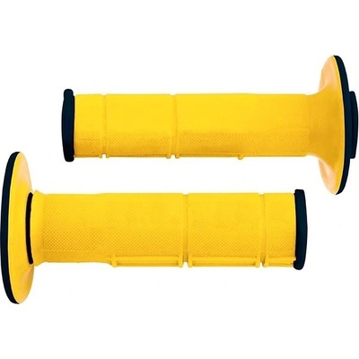 RTECH gripy Racing dvojvrstvové, mäkké, žlto-čierne, pár, dĺžka 116 mm