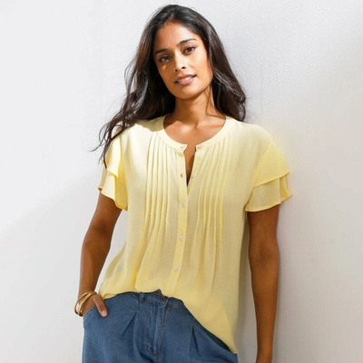 Halenka se sámky a krátkými rukávy žlutá – Hledejceny.cz