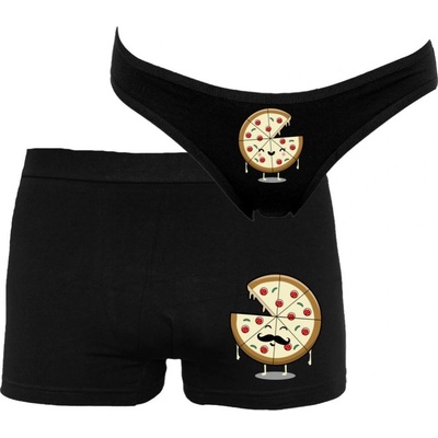 Bastard.cz Párové spodní prádlo Boxerky a kalhotky Pizza Černá – Hledejceny.cz