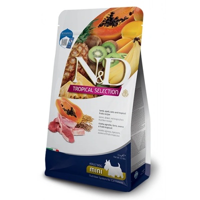 Farmina N&D Dog Grain Free Tropical Selection Dog Adult MINI Lamb and Tropical fruits - суха храна за кучета над 1 година от дребни породи, с агнешко, спелта, овес и тропически плодове - 5 кг Италия - PND0500062