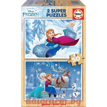 Educa Детски дървен пъзел Educa - Замръзналото кралство, 2 х 50 части (EDU16802)