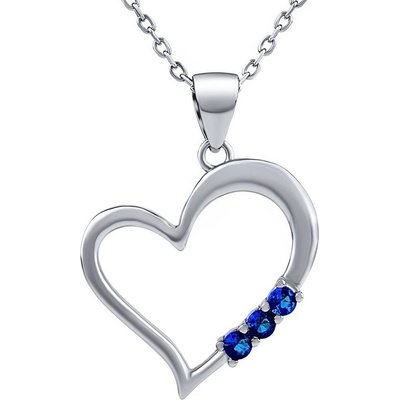 SILVEGO Stříbrný náhrdelník s přívěskem srdíčka s modrými Swarovski zirconia SILVEGO11580NB