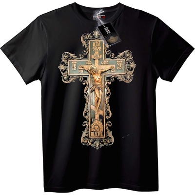 NOONEBRAND Тениска с религиозен кръст - 6XL, Black