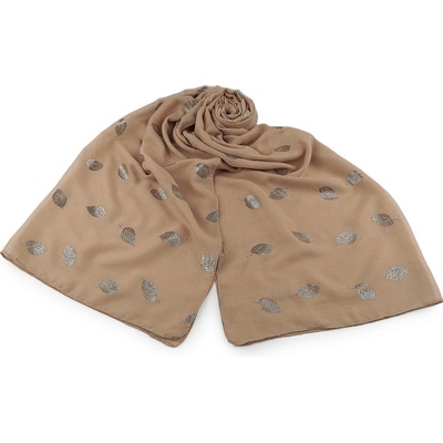 šátek šála se zlatým potiskem 2 béžová