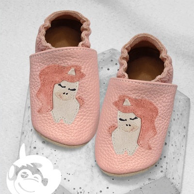 FunkyFunky Monkey kožené barefoot Soft capáčky Jednorožec růžové