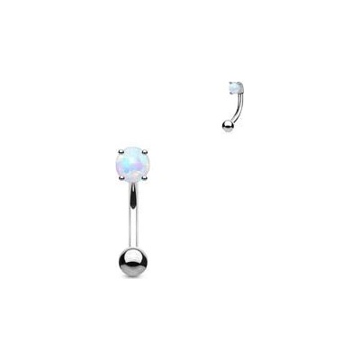 Šperky4U piercing do obočí opál bílá OB1007-WH