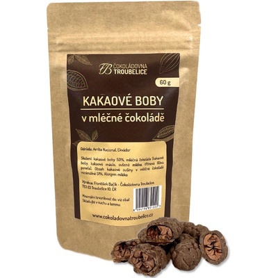 Čokoládovna Troubelice Kakaové boby v mléčné čokoládě 150 g