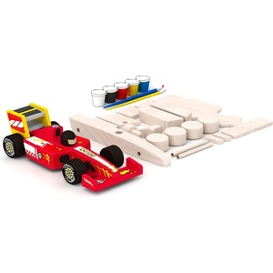 Acool Toy Игрален комплект Acool Toy - Направи си сам дървен състезателен автомобил, 18 части (ACT91) - baby