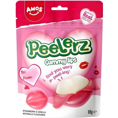 AM Strawberry & Vanilla Lips Shaped Peelable Gummy 65 g