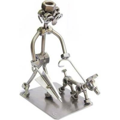 Kovová figurka Pán se psem 16 cm