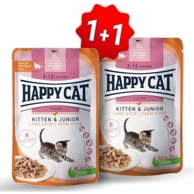 Happy Cat Kitten & Junior Kachna 20 x 85 g