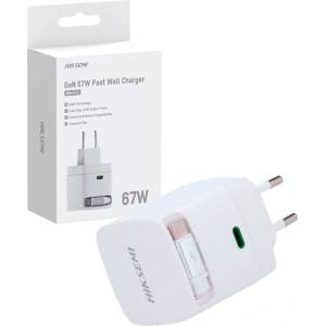 Hikvision Зарядно устройство Hikvision HS-HUB-GAN67 / 67W / 2x USB-C / GaN / Quick Charge 3.0 / Бяло