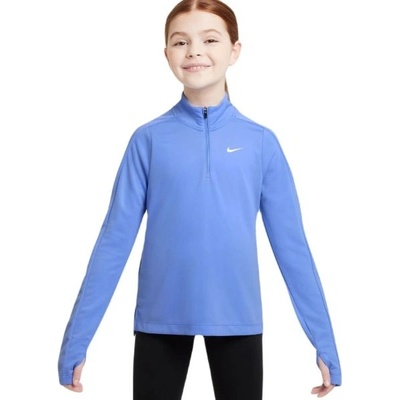 Тениска за момичета Nike Kids Dri-Fit Long Sleeve 1/2 Zip - Син