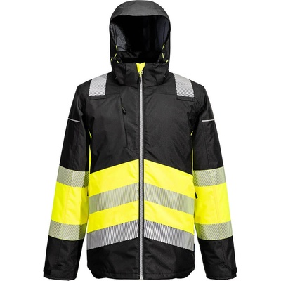 Portwest hi-vis pw3 pw364 / Мъжко светлоотразително водоустойчиво зимно яке - жълто/черно 4xl (pw364ybr4xl)