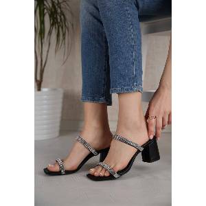 Moda Trend Дамски чехли с ток - Черни 299554 (299554_Черно)