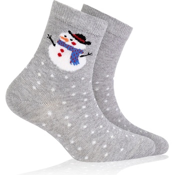 WOLA dětské ponožky se zimním vzorem SNĚHULÁK šedé