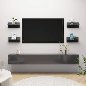vidaXL Стенни рафтове, 4 бр, сив гланц, 40x11, 5x18 см (807314)