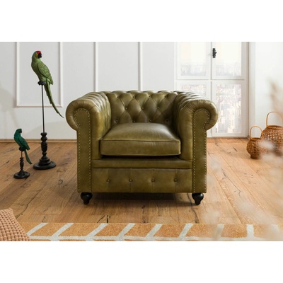 Bighome Cambridge z Pravej Kože 105X82X75 Zelené