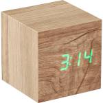Gingko Design GINGKO Часовник с термометър CUBE - дърво от ясен със зелени цифри (Gingko-GK08G12) Будилник