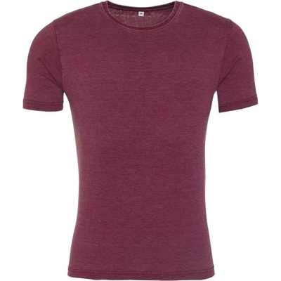 Unisex tričko Washed opraná burgundská vínová