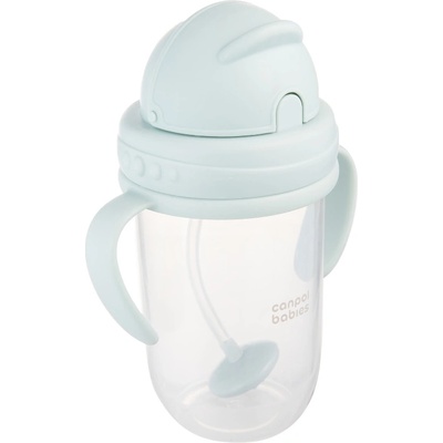 Canpol babies Неразливаща се чаша със сламка и дръжки Canpol - 270 ml, Зелена (56/623_gre)