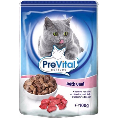 PreVital Cat s telecím v omáčce 100 g