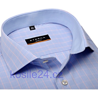 Eterna Modern Fit károvaná košile s vnitřním límcem a manžetou extra prodloužený rukáv světle Modrá
