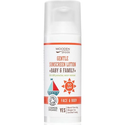 Wooden Spoon Био слънцезащитен лосион Wooden Spoon - Baby & Family, SPF 50, 50 ml