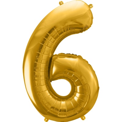PartyDeco Fóliový balónek číslo 6 zlatý 86 cm