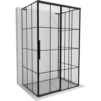 Mexen Rox-3S L тръстикова душ кабина 3-стенен плъзгаща, дясна 110 x 75 см, черна решетка, черна - 8C2L-110-075-70-77-3S-P (8C2L-110-075-70-77-3S-P)