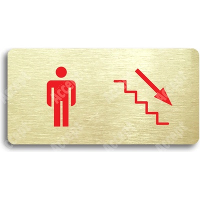 ACCEPT Piktogram WC MUŽI VPRAVO DOLŮ - zlatá tabulka - barevný tisk bez rámečku